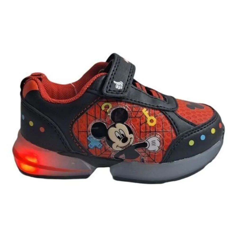 MICKEY Boys Light-Up Shoes Sneakers Toddlers Size 10 (18 Cm) New color Red Black